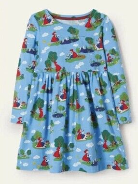 Mini Boden Girls 6/7 Little Red Riding Hood Long Sleeve Knit Dress